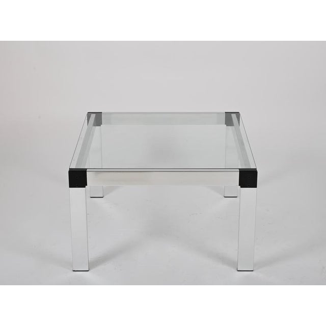 Metal Square Coffee Table in Aluminum and Glass by Gae Aulenti, Italy, 1970s For Sale - Image 7 of 12