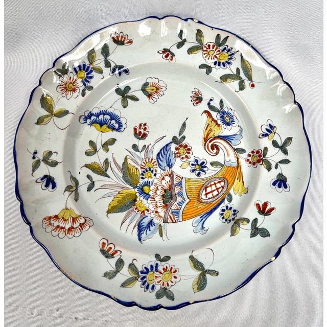 French Country 1800s Keller & Guerin Faience Floral Plates - a Pair For Sale - Image 3 of 12
