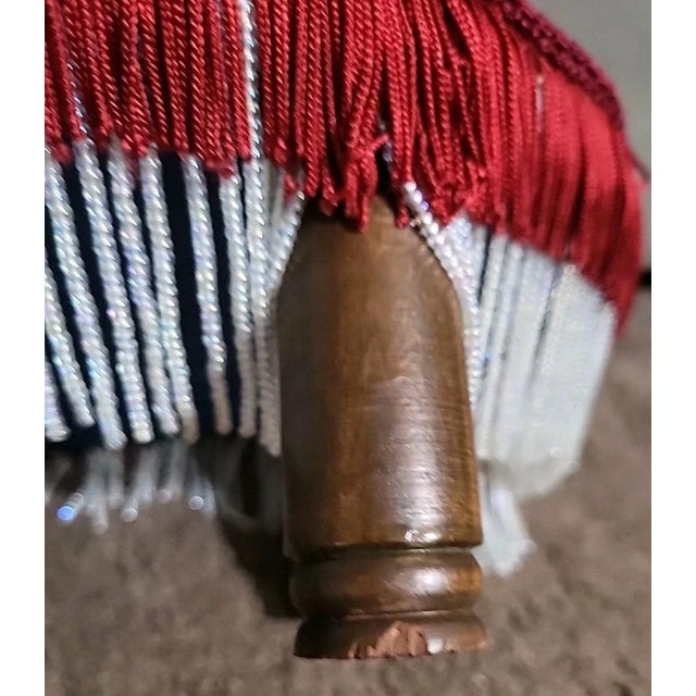 Late 20th Century Traditional Oval Coctail Ottoman Fringe Trim For Sale In San Francisco - Image 6 of 9