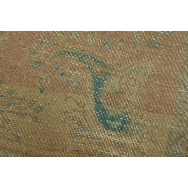 Tabriz Rug 6’2” X 9’3” Pink Wool Vintage Distressed Hand-Knotted Carpet For Sale - Image 4 of 15