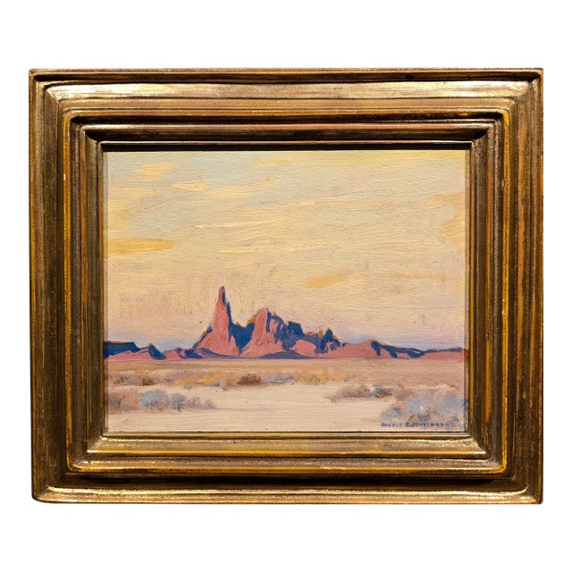 Alfred Richard Mitchell-Desert Landscape With Mountains -1930s Oil Painting For Sale