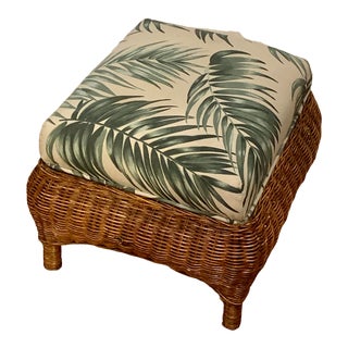 Vintage Wicker Footstool For Sale