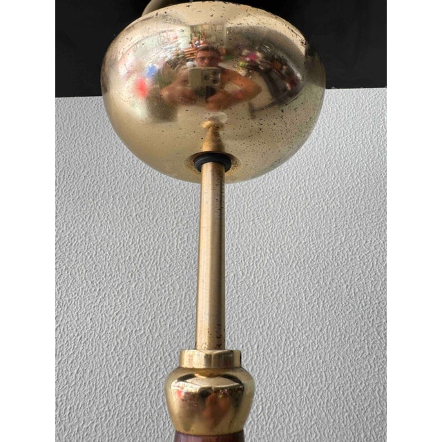 Pendant Lamp in Brass and Teak with Frosted Glass, Italy, 1980s For Sale - Image 16 of 18