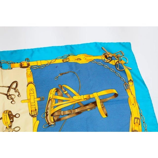 Late 20th Century Gorgeous Blue Sellier Silk Scarf by Erre France For Sale - Image 5 of 12