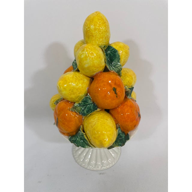 Mid 20th Century Mid 20th Century Petite Italian Lemons and Oranges Ceramic Topiary For Sale - Image 5 of 16