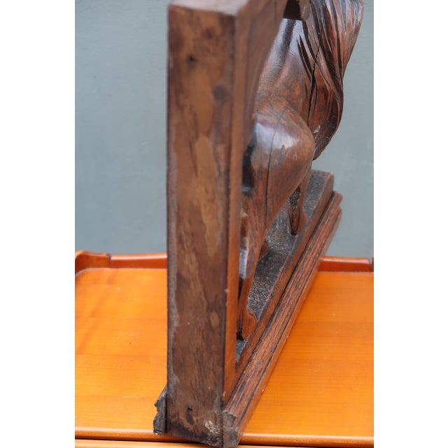 Pair of Large Antique Carved Oak Lions Bookends – 19th Century Renaissance Revival Corbels – Gothic Bookends – Architectural Wood Decor For Sale - Image 15 of 15