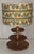 Vintage Table Lamp with Tiered Base in Walnut and Shade, 1990s, in Very Good conditions. Designed 1990 to 1999 European...