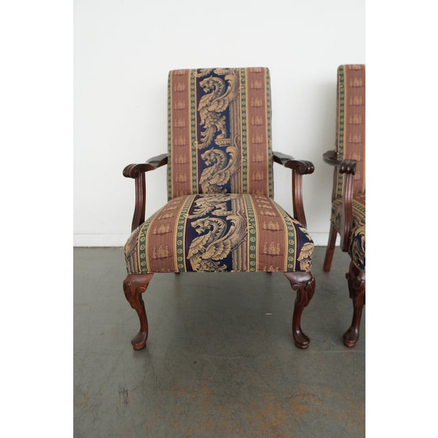 Wood Vintage Parker Southern Upholstered Armchairs (Set of 2) For Sale - Image 7 of 15