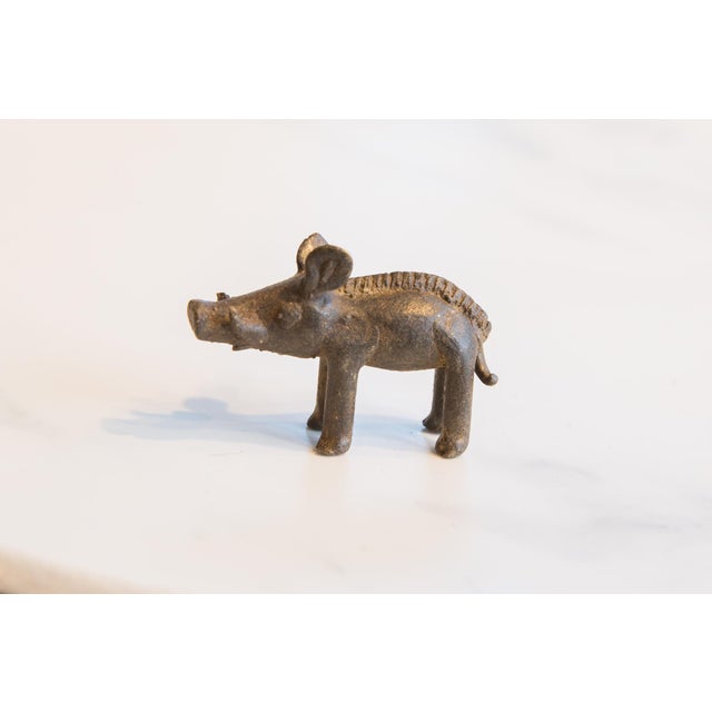 African Vintage African Bronze Boar For Sale - Image 3 of 7