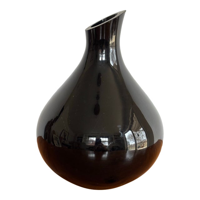 Shiny Black Contemporary Asymmetrical Vase For Sale