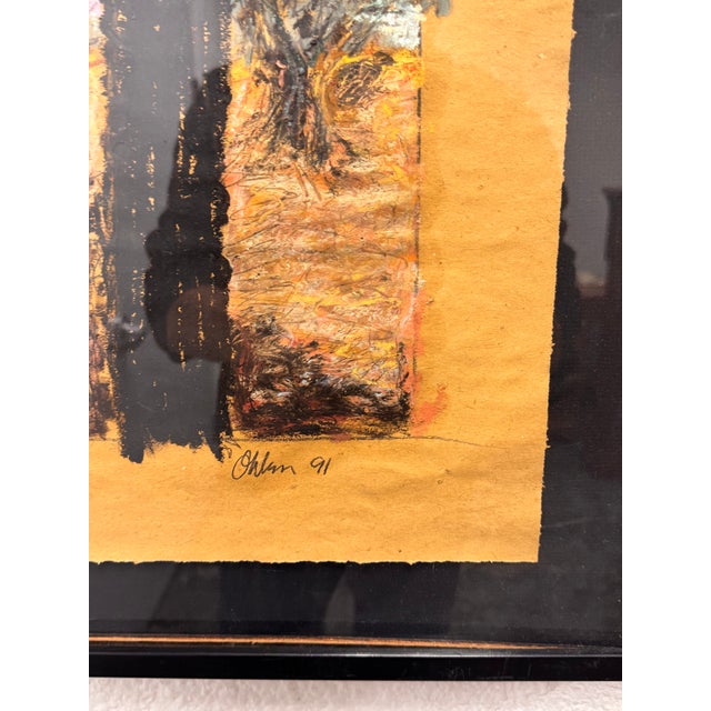 Ohlun Framed Painting, Circa 1991 For Sale - Image 10 of 12