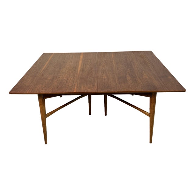 Mid 20th Century Tapered Walnut Expanding Leaf Table For Sale