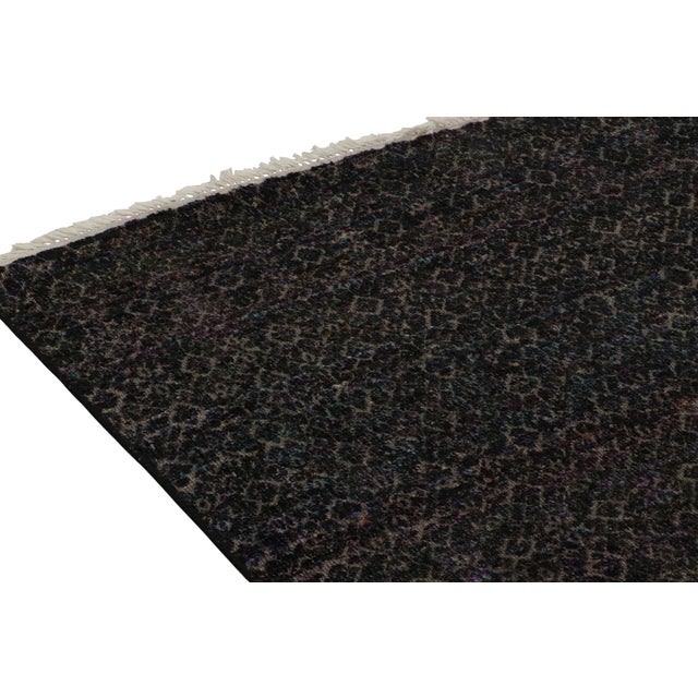 2010s Rug & Kilim’s Contemporary Rug in Black, Blue and Purple Geometric Patterns For Sale - Image 5 of 7