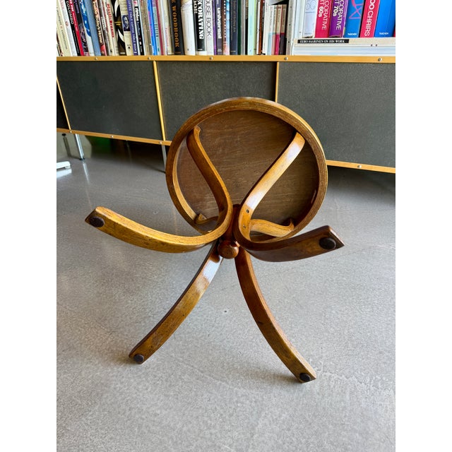 Vintage CCFM Bentwood Martini Table Mid Century Modern Cane Rattan Side Stand Thonet Style For Sale - Image 11 of 14
