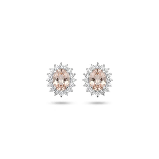 Silver 18k Gold Diamond 0.59ct Semi Stone Stud Earrings, New For Sale - Image 8 of 8
