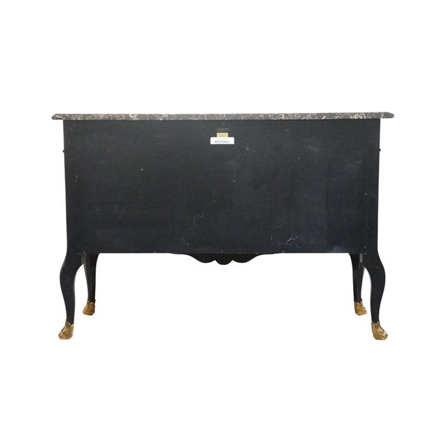 Maitland Smith Asian Chinoiserie Inspired Louis XV 50" Red & Gold Lacquered Three Drawer Chest W. Granite Top For Sale - Image 11 of 13
