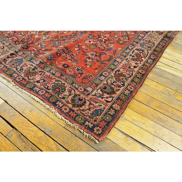 1920s Red Floral Medallion Antique Persian Bijar Rug 4' 9'' X 7' 2" Knotted Wool Carpet For Sale - Image 4 of 9