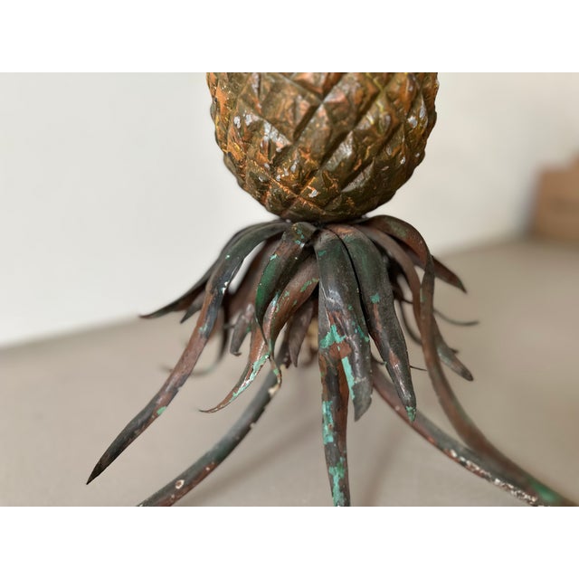 Polychrome Iron Pineapple Coffee Table with Glass Top, 1900 For Sale - Image 3 of 18