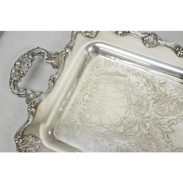Victorian Vintage Victorian Silver Plated Narrow Twin Handle Bar Serving Platter Tray For Sale - Image 3 of 11