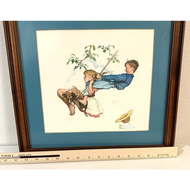 Norman Rockwell "Young Love: Swinging Framed Art Print VTG 1970-1979 Reproduction For Sale In Panama City, FL - Image 6 of 7