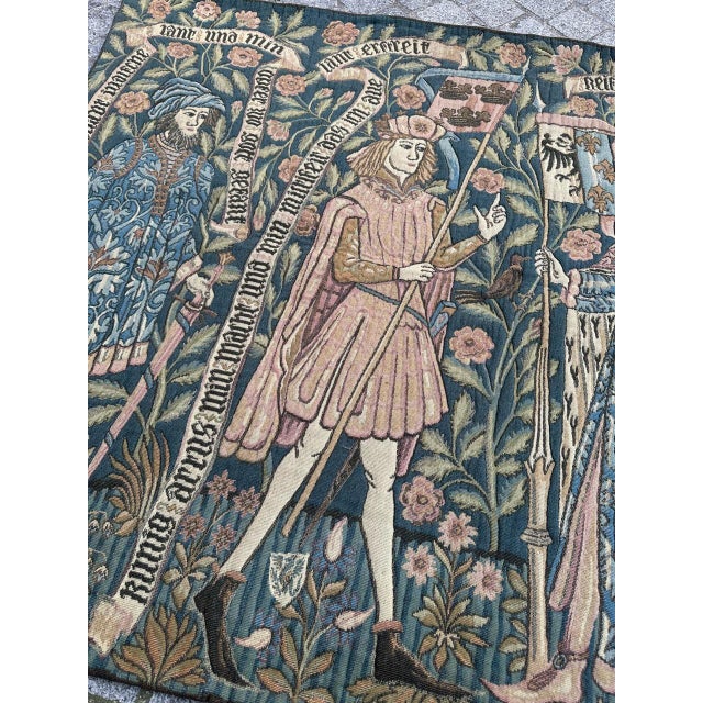 French Medieval Style Jacquard Tapestry, 1960s For Sale - Image 9 of 18