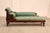 High Quality American Made Walnut Recamier Chaise Lounge Featuring Carved Griffin Form Arm Supports, Rolled Bolster Ends,...