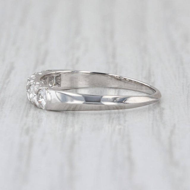 Modern Vintage 0.60ctw Diamond Wedding Band 900 Platinum Size 7 Anniversary Ring For Sale - Image 3 of 9