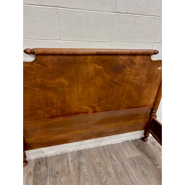 Brown Antique Full Size American Empire Style Burl Grain Four Poster Bed For Sale - Image 8 of 11