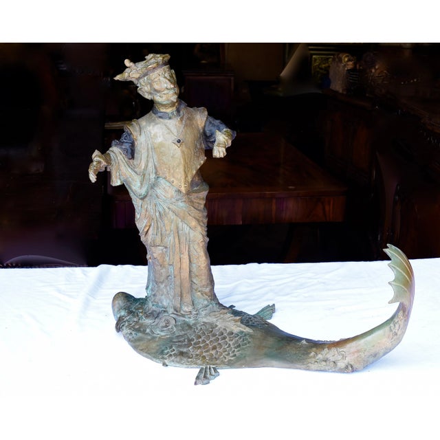 Mid Century Bronze of Man on Fish