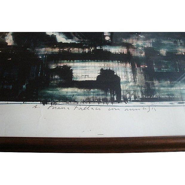 Mid-Century Modern 1965 Original Abstract Lithograph New York City Night Skyline For Sale - Image 3 of 7