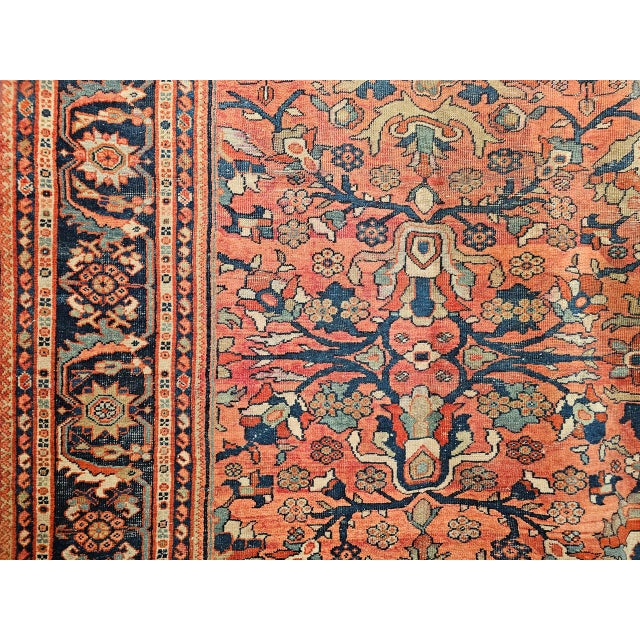 Antique Persian Mahal Sultanabad Rug, Hand-Knotted Wool, Geometric Pattern, Rust & Turquoise, 9x12 For Sale - Image 16 of 17