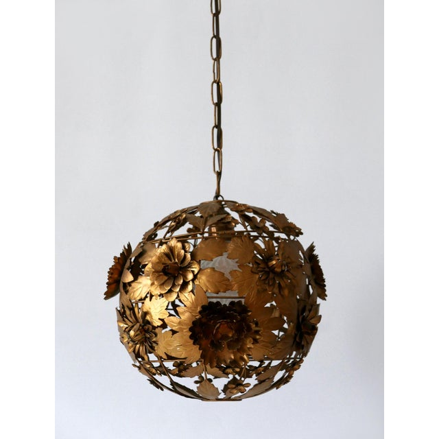 Metal Mid-Century Modern Metal Floral Pendant Lamp, Germany, 1960s For Sale - Image 7 of 18