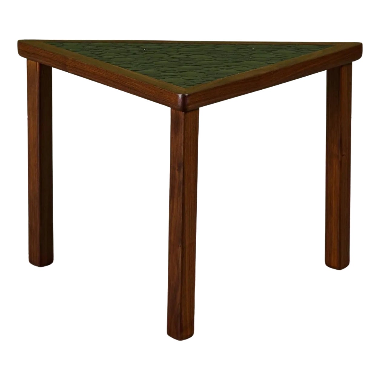 Gordon & Jane Martz Triangular Black Coin Tile Mosaic Side Table | Chairish