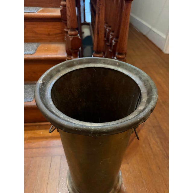 Victorian Antique Brass Lion Head Umbrella Stand For Sale - Image 3 of 8