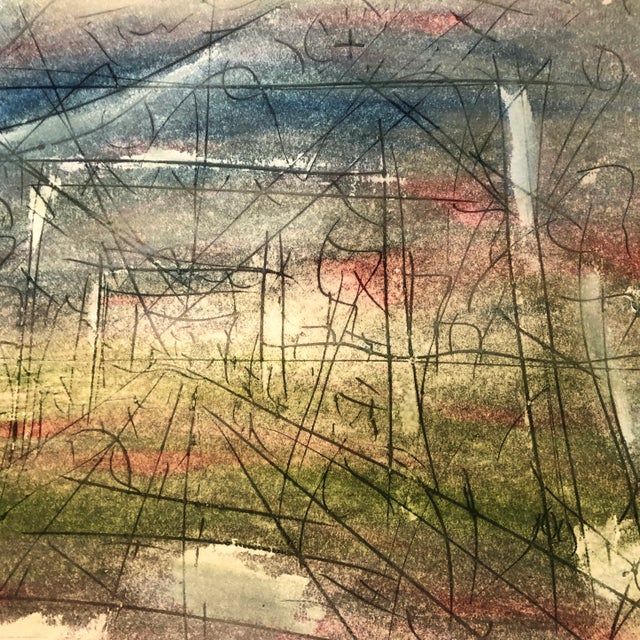 Abstract Original Vintage Abstract Peter Duncan Abstract Encaustic Painting/Drawing Signed For Sale - Image 3 of 5