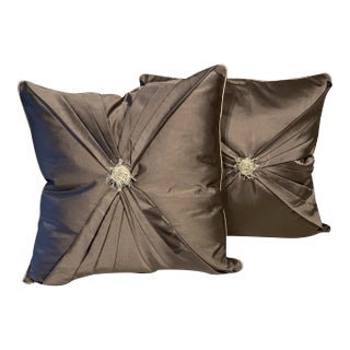 Contemporary Silk Pillows- a Pair For Sale