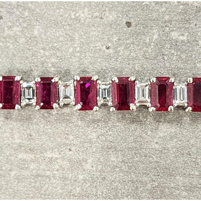 Red 11.24 Ct Natural Burma Ruby & Diamond Bracelet For Sale - Image 8 of 9