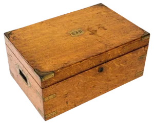 Antique Victorian Brass Bound Oak Cigar Humidor, 19th Century