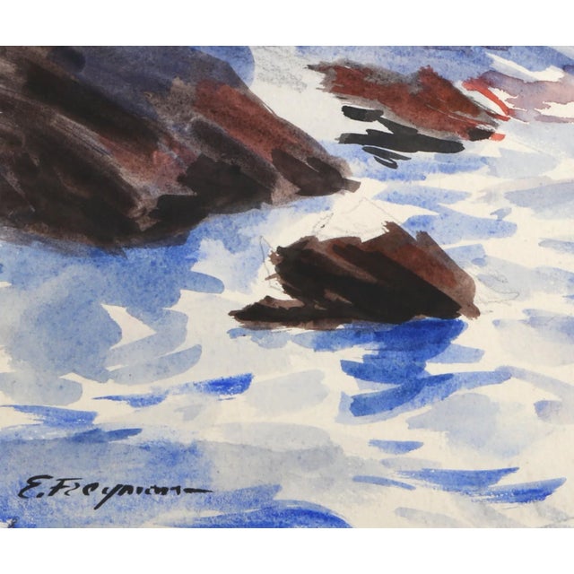 Moonlight Erik Freyman Size: 8.5 in. x 13 in. Watercolor, signed in pen A watercolor depicting a figure looking out over...
