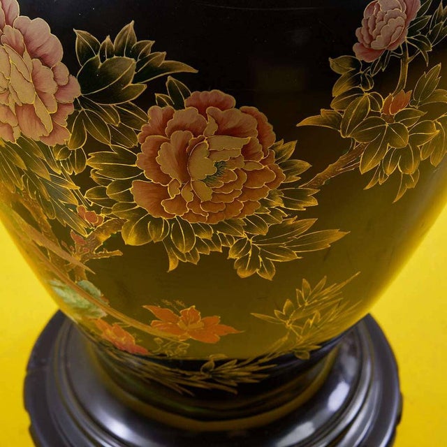 Large Hand-Painted Chinese Resin Vase For Sale - Image 4 of 11