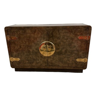 1970’s Burled Console Cabinet From Legendary Mastercraft Furniture For Sale