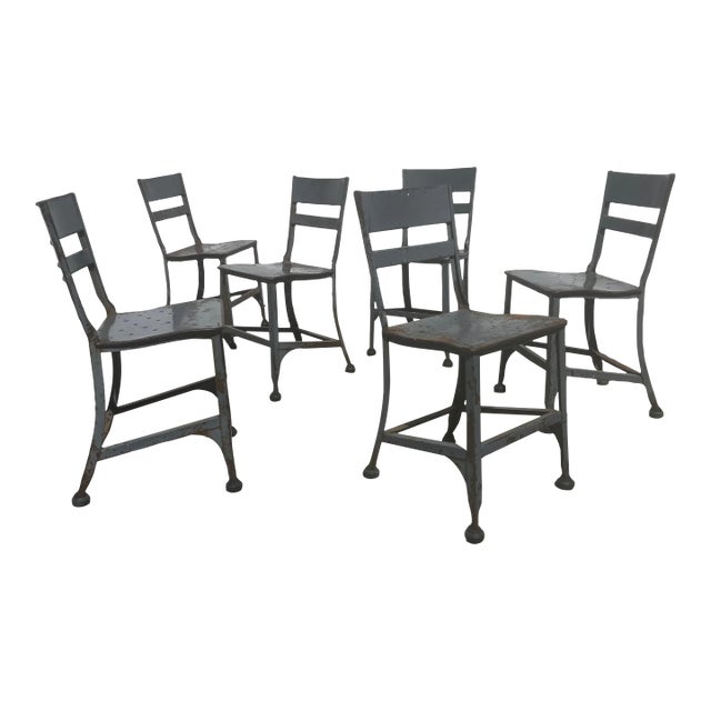1940s Toledo Steel Dining Chair, Industrial, Usa - Set of 6 For Sale
