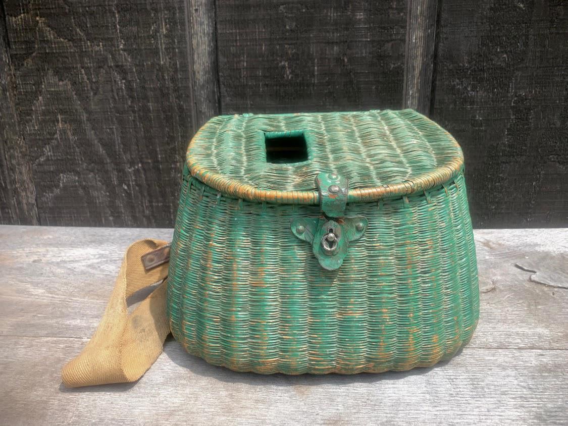 Lot 186 - Three vintage wicker fishing creel and a