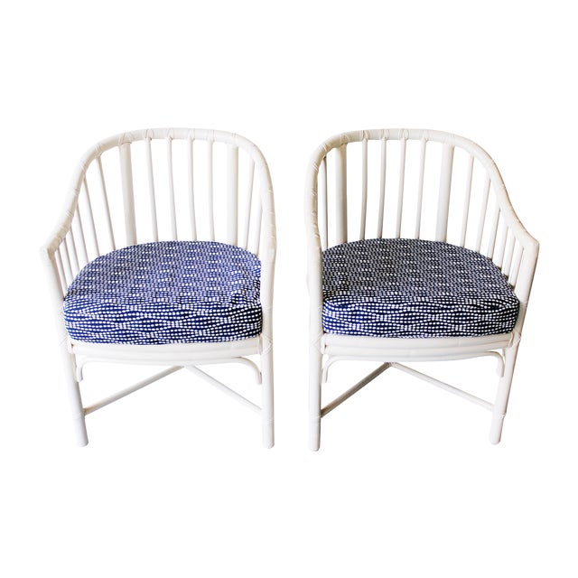 Vintage McGuire White Rattan Chairs Pair Chairish