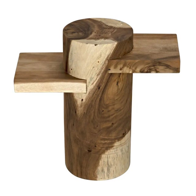 The exotic beauty of munggur wood shines in this deceptively rough-hewn side table. Three surfaces allow for multiple...