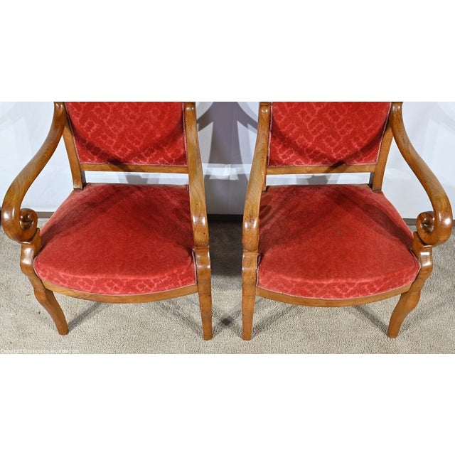 Set of 1st Part 19th Century Louis Philippe Cherry Wood Armchairs For Sale - Image 5 of 18
