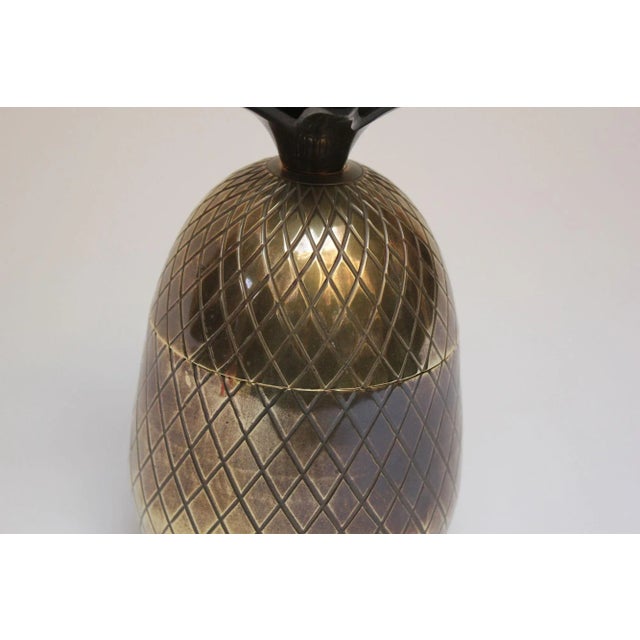 Brass Vintage Hollywood Regency-Style Pineapple-Form Lidded Brass Jar For Sale - Image 8 of 13