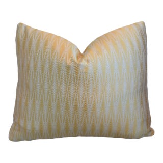 Designer Abstract Yellow & Cream Pillow Including the Feather and Down Insert For Sale