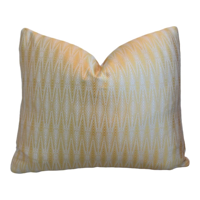 Designer Abstract Yellow & Cream Pillow Including the Feather and Down Insert For Sale