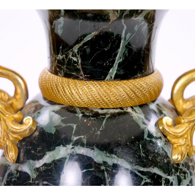 Pair Bronze-Mounted Antico-Verde Marble Urn-Form Table Lamps French, 19th Cent For Sale - Image 11 of 13